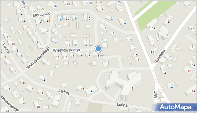 Olecko, Wieniawskiego, 3, mapa Olecko