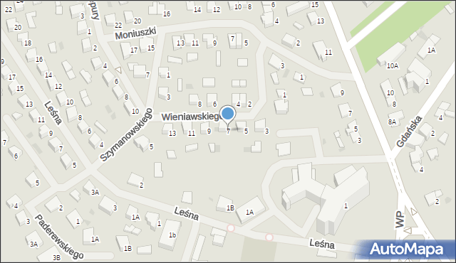 Olecko, Wieniawskiego, 7, mapa Olecko