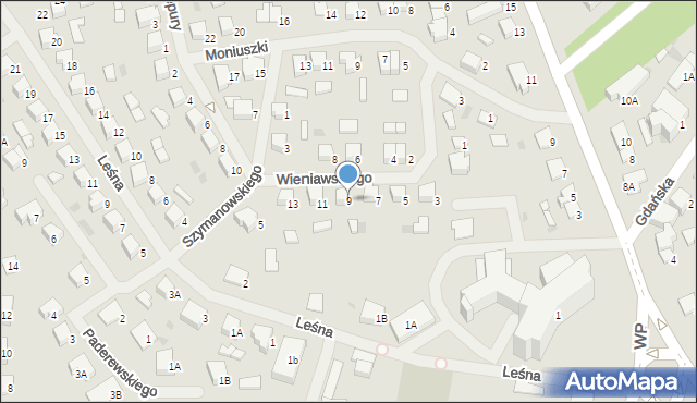 Olecko, Wieniawskiego, 9, mapa Olecko