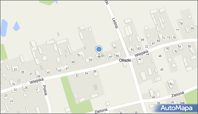 Oliszki, Wiejska, 55, mapa Oliszki