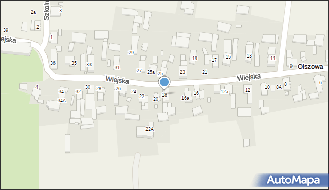 Olszowa, Wiejska, 18, mapa Olszowa