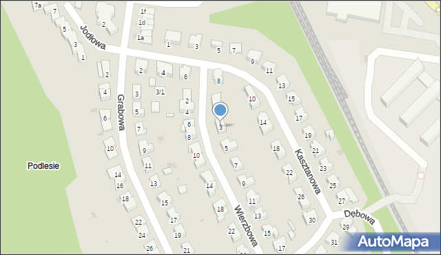 Olsztyn, Wierzbowa, 3, mapa Olsztyna