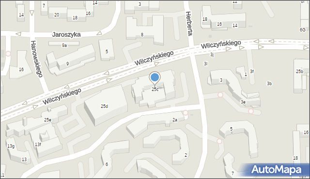 Olsztyn, Wilczyńskiego Tomasza, bp., 25c, mapa Olsztyna