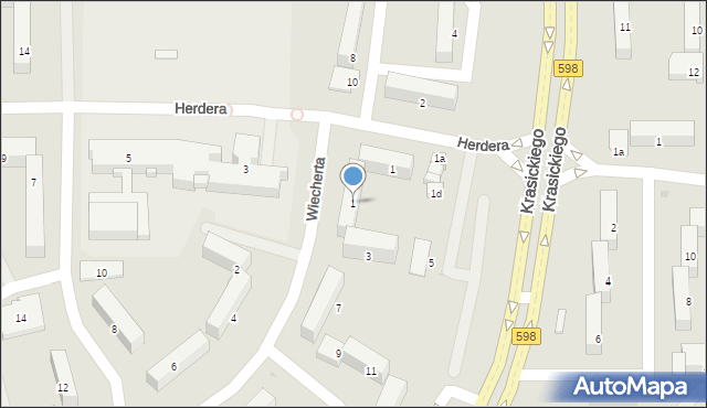 Olsztyn, Wiecherta Ernsta, 1, mapa Olsztyna