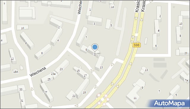 Olsztyn, Wiecherta Ernsta, 11, mapa Olsztyna