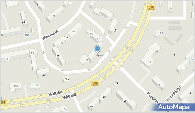 Olsztyn, Wiecherta Ernsta, 19, mapa Olsztyna