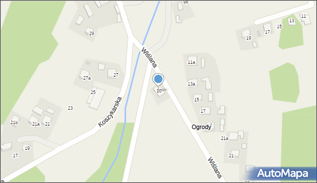 Olszyny, Wiślana, 10, mapa Olszyny