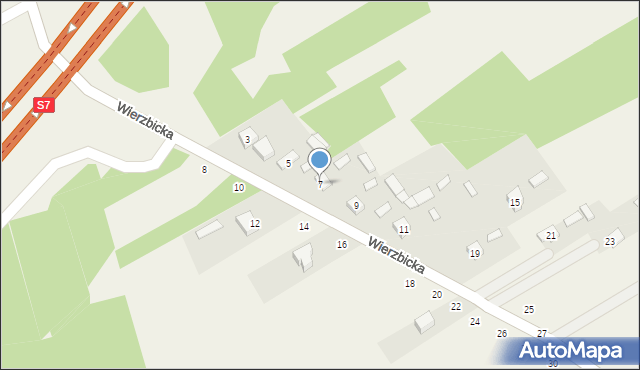 Orońsko, Wierzbicka, 7, mapa Orońsko