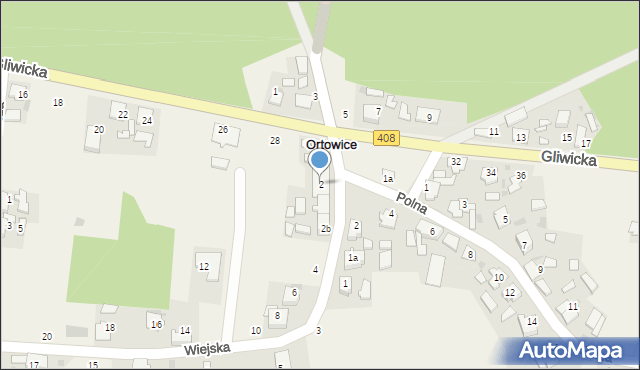 Ortowice, Wiejska, 2, mapa Ortowice