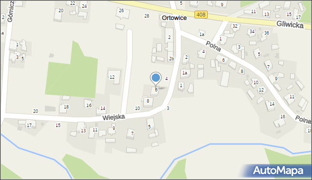 Ortowice, Wiejska, 6, mapa Ortowice