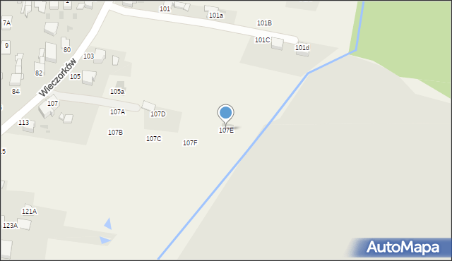 Orzech, Wieczorków, 107E, mapa Orzech