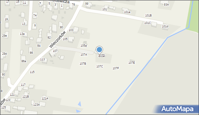 Orzech, Wieczorków, 107g, mapa Orzech