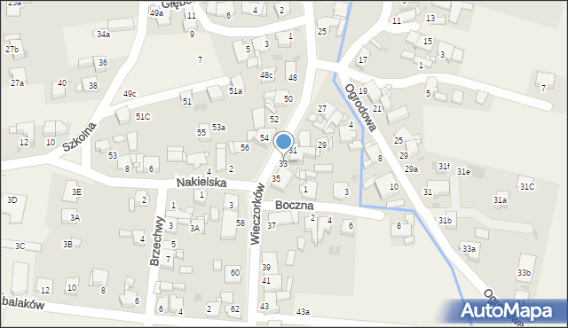 Orzech, Wieczorków, 33, mapa Orzech