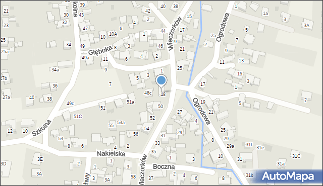 Orzech, Wieczorków, 48d, mapa Orzech