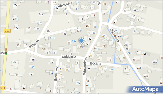 Orzech, Wieczorków, 56, mapa Orzech