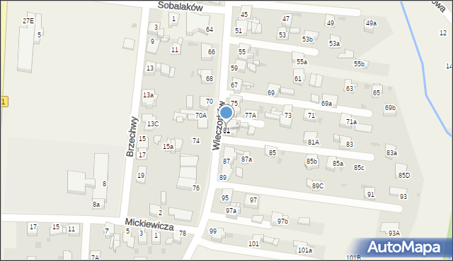 Orzech, Wieczorków, 81, mapa Orzech