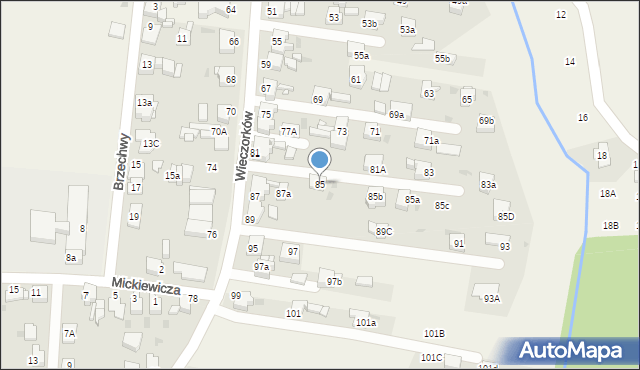 Orzech, Wieczorków, 85, mapa Orzech