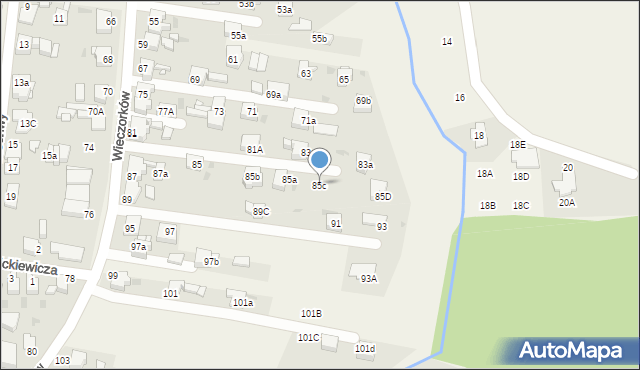 Orzech, Wieczorków, 85c, mapa Orzech