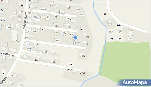 Orzech, Wieczorków, 91, mapa Orzech