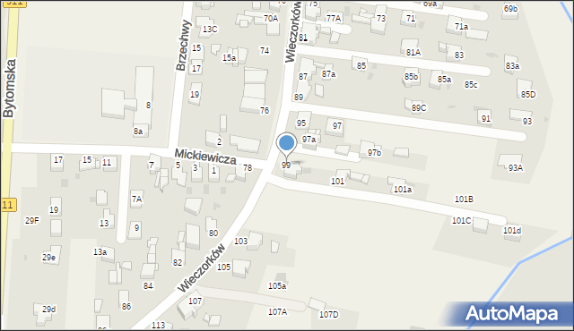 Orzech, Wieczorków, 99, mapa Orzech