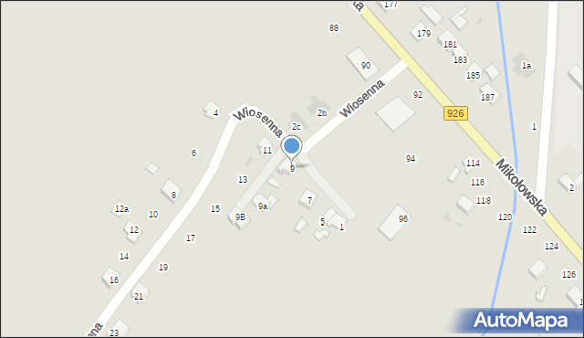 Orzesze, Wiosenna, 9, mapa Orzesze