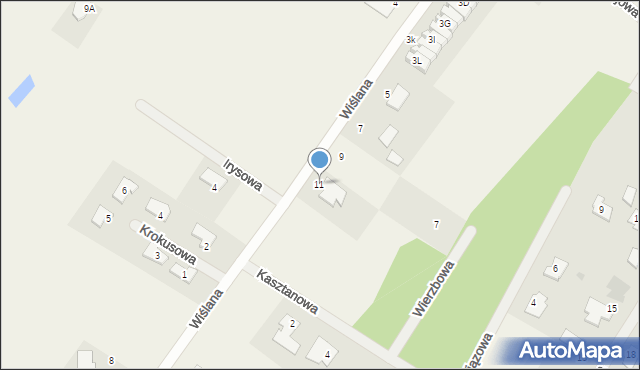 Osiek nad Wisłą, Wiślana, 11, mapa Osiek nad Wisłą