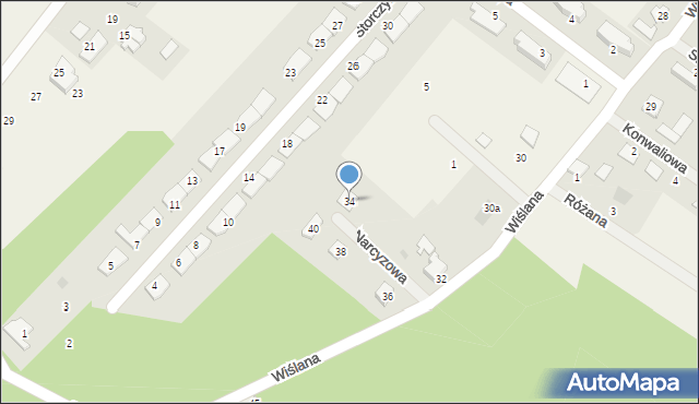 Osiek nad Wisłą, Wiślana, 34, mapa Osiek nad Wisłą