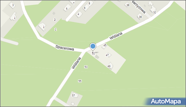 Osiek nad Wisłą, Wiślana, 51, mapa Osiek nad Wisłą