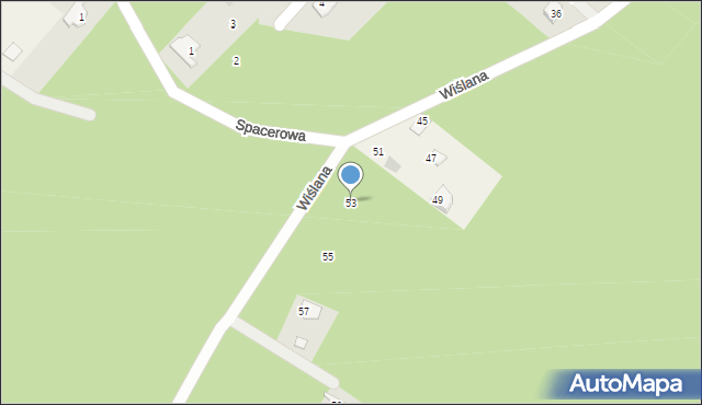 Osiek nad Wisłą, Wiślana, 53, mapa Osiek nad Wisłą