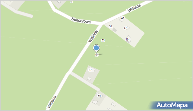 Osiek nad Wisłą, Wiślana, 55, mapa Osiek nad Wisłą