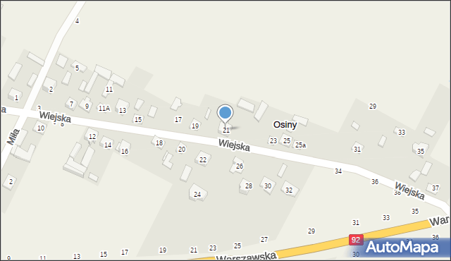 Osiny, Wiejska, 21, mapa Osiny