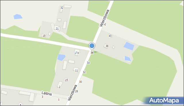 Osiny, Wierzbowa, 36, mapa Osiny