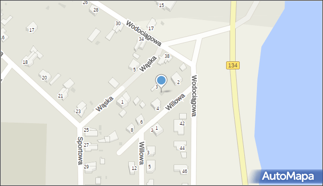 Ośno Lubuskie, Willowa, 2a, mapa Ośno Lubuskie