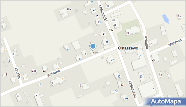 Ostaszewo, Wiślana, 2, mapa Ostaszewo