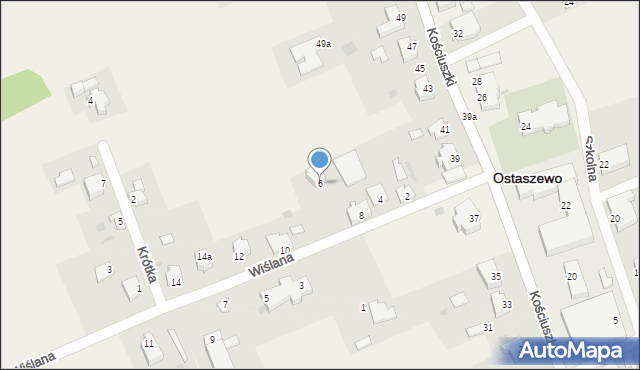 Ostaszewo, Wiślana, 6, mapa Ostaszewo
