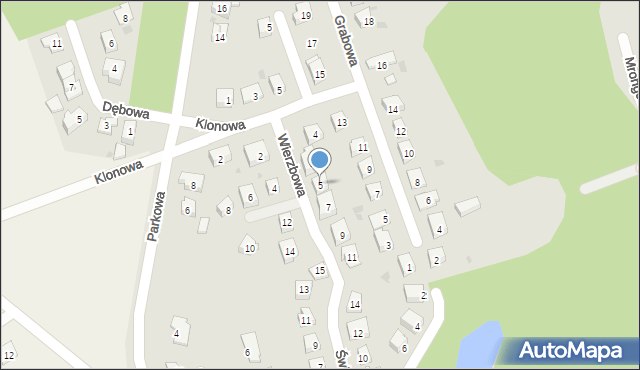 Ostróda, Wierzbowa, 5, mapa Ostróda