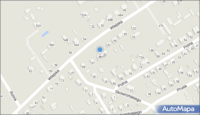 Ostrołęka, Wiejska, 65, mapa Ostrołęka