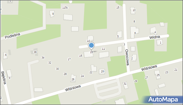 Ostrów Mazowiecka, Widna, 13, mapa Ostrów Mazowiecka
