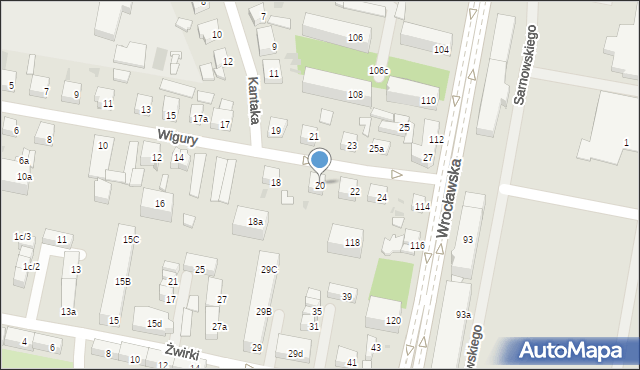 Ostrów Wielkopolski, Wigury Stanisława, inż. pil., 20, mapa Ostrów Wielkopolski