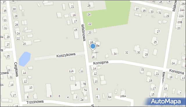Ostrów Wielkopolski, Wiklinowa, 16a, mapa Ostrów Wielkopolski