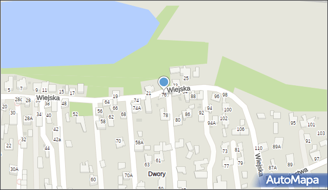 Oświęcim, Wiejska, 76, mapa Oświęcimia