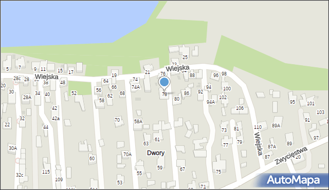 Oświęcim, Wiejska, 78, mapa Oświęcimia