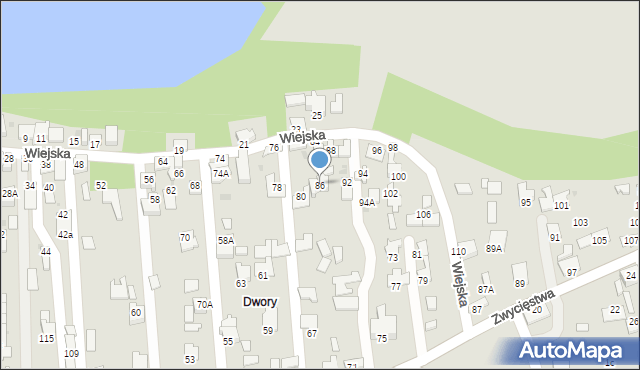 Oświęcim, Wiejska, 86, mapa Oświęcimia