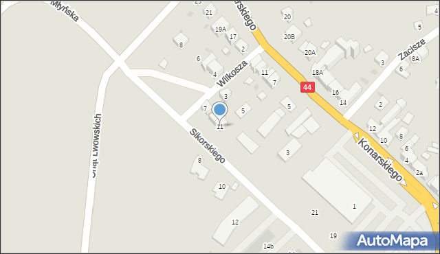 Oświęcim, Wilkosza Edmunda, 11, mapa Oświęcimia