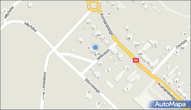 Oświęcim, Wilkosza Edmunda, 4, mapa Oświęcimia