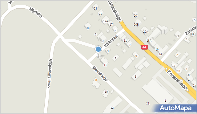 Oświęcim, Wilkosza Edmunda, 7, mapa Oświęcimia