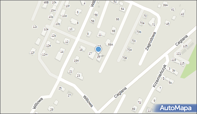 Oświęcim, Willowa, 15, mapa Oświęcimia