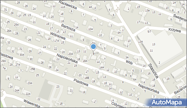 Otwock, Wiśniowa, 9, mapa Otwock