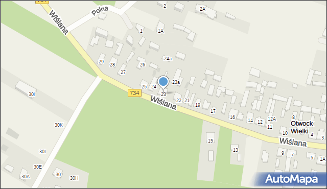 Otwock Wielki, Wiślana, 23, mapa Otwock Wielki