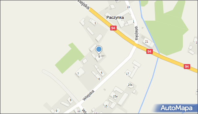 Paczynka, Wiejska, 4, mapa Paczynka
